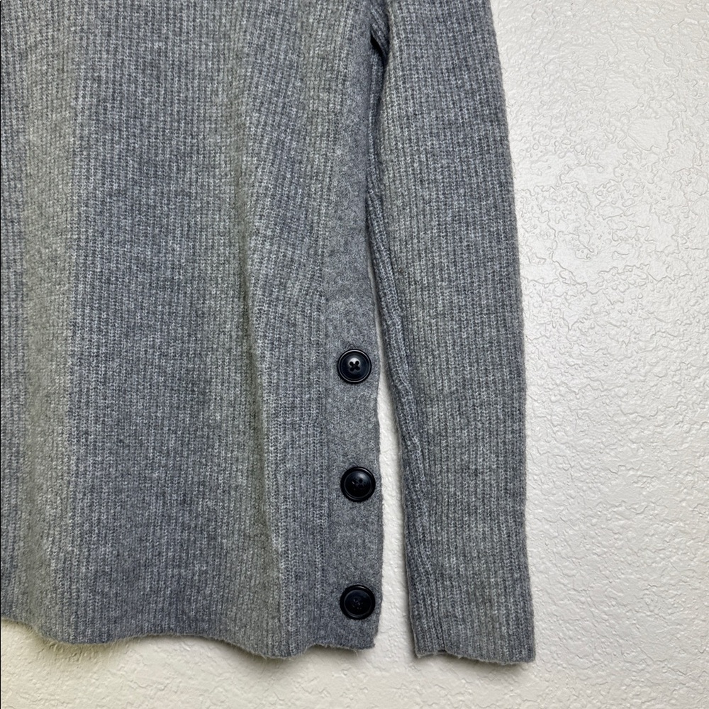 TALBOTS Gray Ribbed Button-Detail Sweater. - Picture 7 of 11